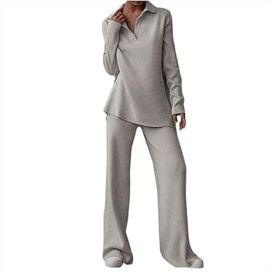 Conjunto De Punto Para Mujer 2 Piezas: Suéter De Manga Larga Y Pantalones Jogger, Tejido Suave, Ideal Casa Y Ocio