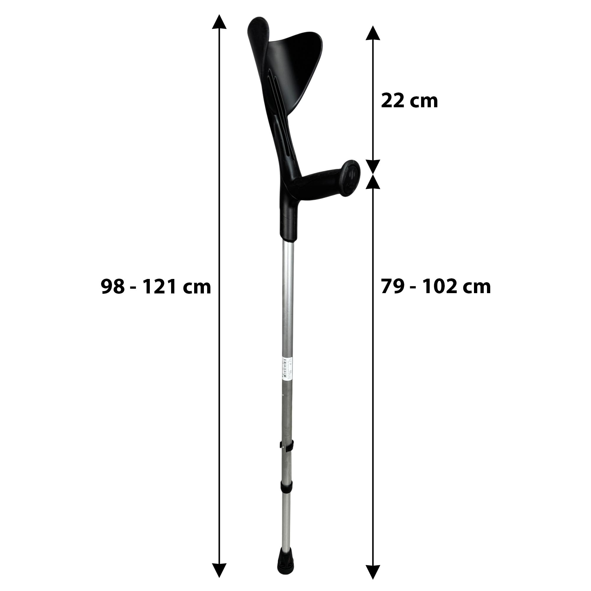 Stampelle Ortopediche Regolabili in altezza (2 unità) Ultraleggere, Stampelle Canadesi, Stampelle antiscivolo (NERO)