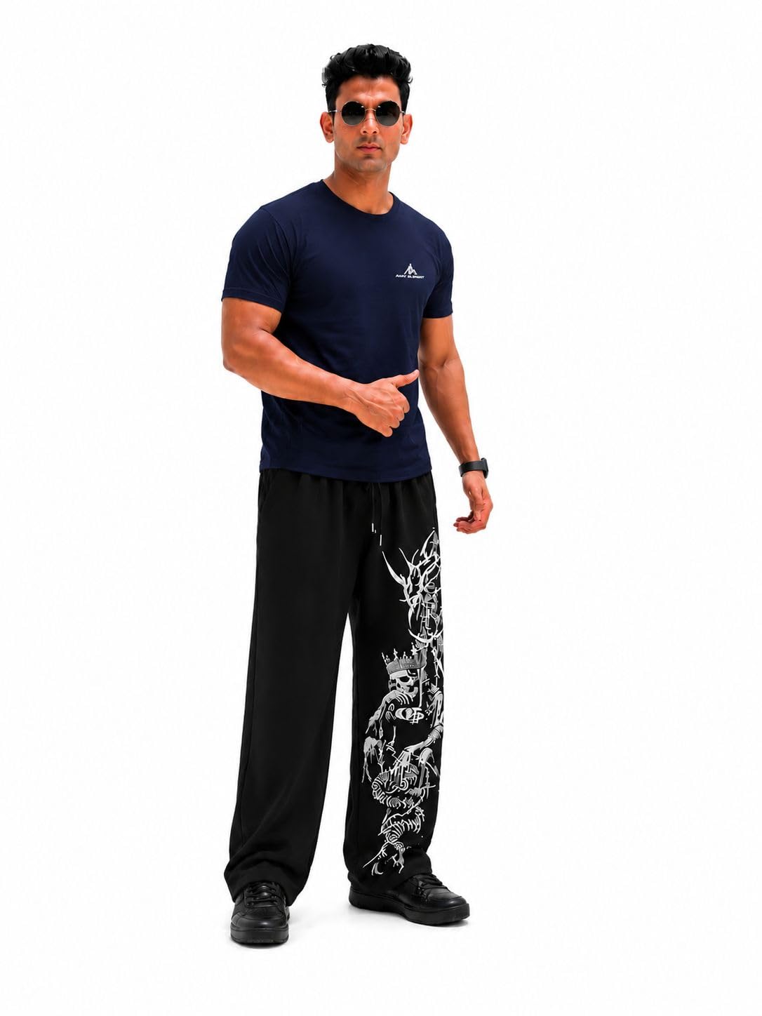 raw element Men Gym Wear Combo Set | Dry Fit Round Neck T-Shirt & Printed Track Pant | Breathable Activewear Co-ord Set for Workout, Running & Casual Wear-picture-17