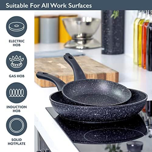 Blackmoor Pan Sets / 2, 3 and 4 Piece Sets / 2 Colours / Non-Stick / Cool-Touch Handles / Scratch Resistant / Suitable for Induction, Electric and Gas Hobs (Black, 2 Piece Frying Pan)