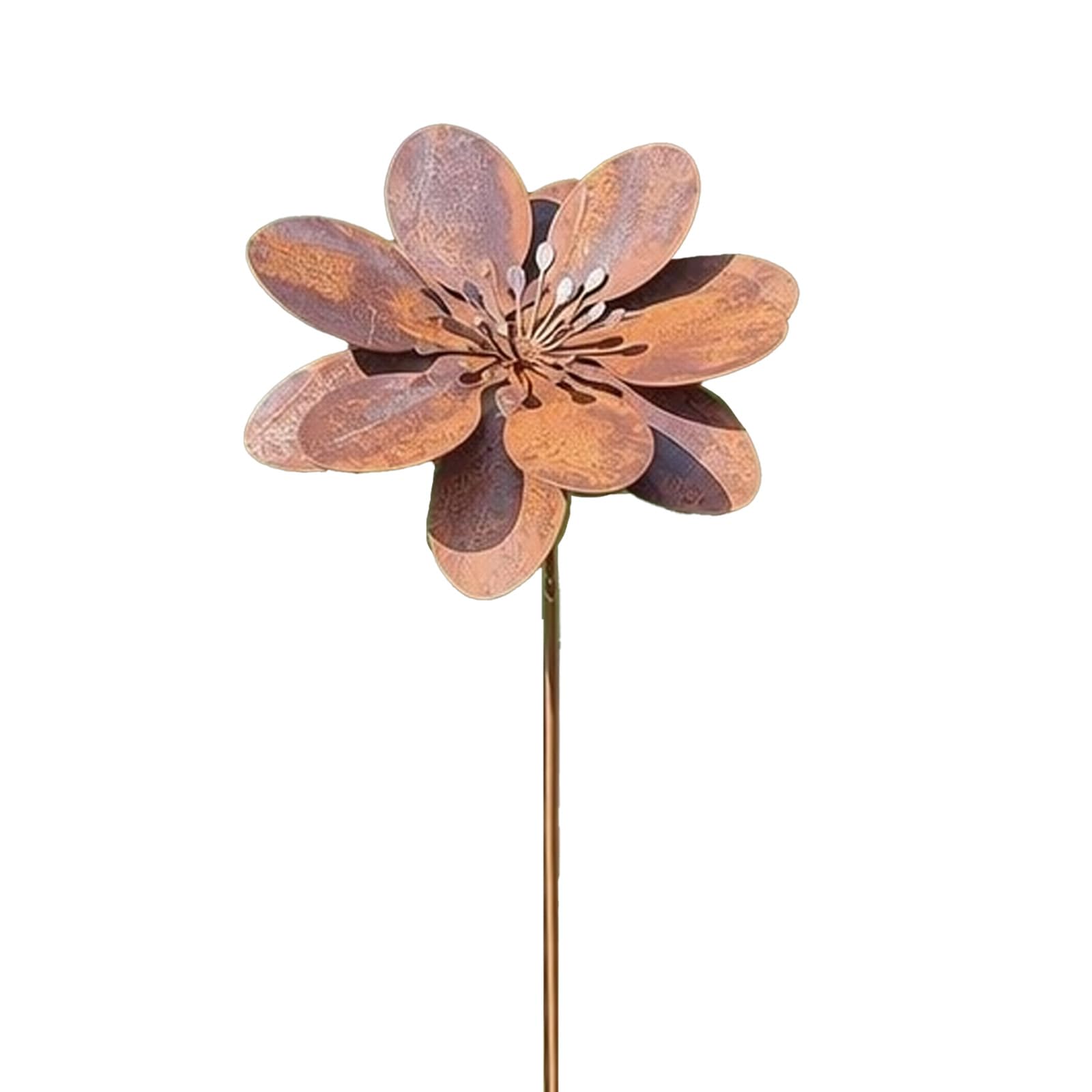 Rustic Metal Coneflower Garden Stakes 14x4 Inch Vintage Rusty Cornflower Statues Stake Metal Artistic Wire Art Decor for Lawn Pathway Patio Decoration