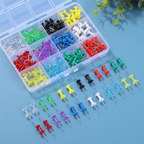 150 Pcs Push Pins, 12 Colors Standard Thumb Tacks Steel Point and Plastic Head, Push Pins for Bulletin Board, Thumb Tacks for Cork Board and Wall image 6