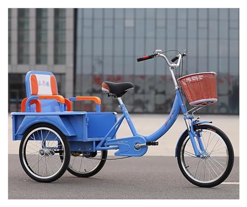 JXYQ Triciclo de Carga de Tres Ruedas para Adultos con Asiento Plegable para Pasajero - Cómodo Crucero para IR de Compras - Fácil de Instalar y práctico - Ruedas de 20 Pulgadas