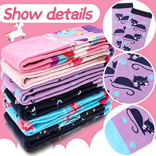 ANTSANG Kids Girls Knee High Socks Long Boot Crazy Silly Fun Gift Cute Tall Animal Socks for Child 6 Pairs Stocking Stuffers Gifts for 10 Year Old Girls Birthday Gifts Ideas(Assorted Animals)