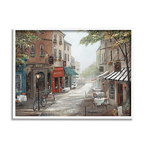 Image of 'Classic European Urban Street Vintage Bistro'| Framed Giclee Art | Stupell Industries | White, 20 x 16 Inches, Easy to Hang and Sturdy, Made in USA, by Ruane Manning