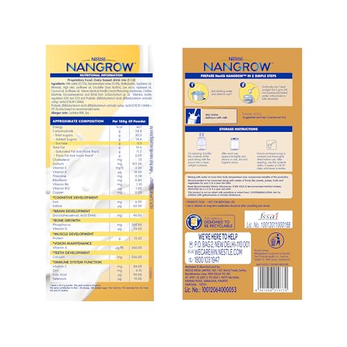 Image of Nangrow | 800g Value Pack | Nutritious Milk Powder Drink For Growing Toddler Aged 2-6 Years | Zero Sucrose | Contains Dha | Rich In Protein & Vital Nutrients | Creamy Vanilla Flavor