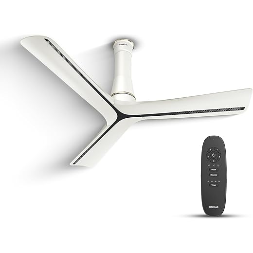 Havells Inveno LX 1200 mm BLDC Ceiling Fan|ABS Aerodyanamic Blades|Telescopic Canopy|Timer,Breeze,Sleep,MOP Modes|Reverse Feature|100% Copper Motor|Free Installation|2 Year Warranty(Matt Pearl White)