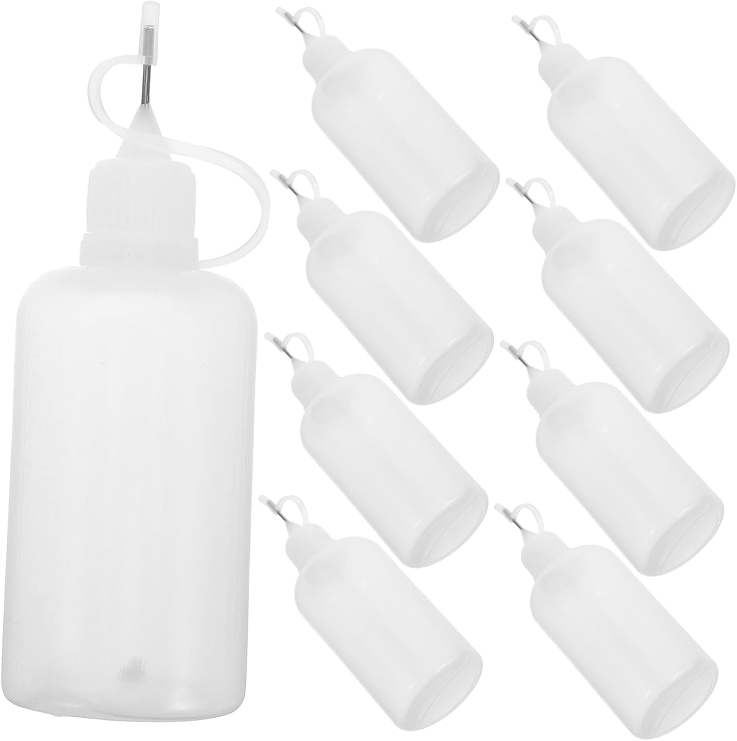 KALLORY 10pcs Precision Needle Tip Squeeze Dropper Bottles for DIY Craft 50ML Empty Plastic Glue Applicator Fine Tips for Quilling Projects and Liquid Dispensing