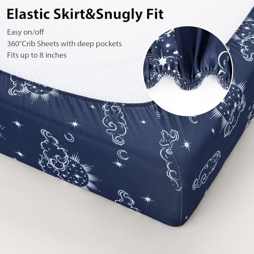 Image of Baby Crib Sheets for Boys and Girls, 3 Pack Fitted Toddler Bed Sheets Neutral for 52 inchx28 inch Standard Crib and Toddler Mattresses, Super Soft Microfiber Green Starry Sky