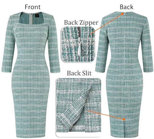 Image of VFSHOW Womens Vintage Square Neck Work Office Business Dress Elegant Casual Cocktail Party Church Bodycon Pencil Sheath Dress