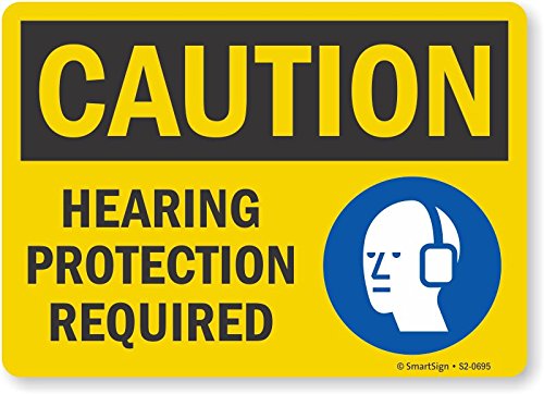 Panneau Caution Hearing Protection Required en aluminium durable haute résistance 30x45 cm