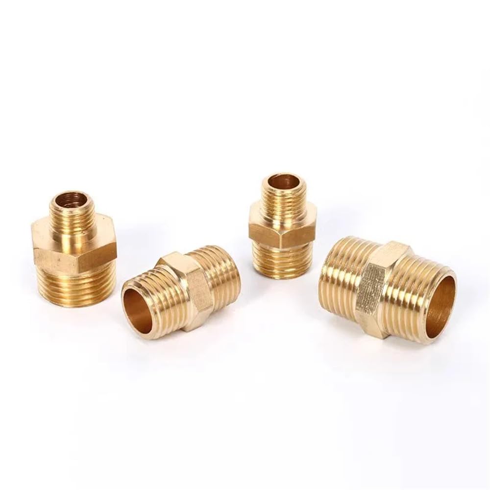 Racores de latón para mangueras, Adaptador de acoplador hexagonal for tubería de latón BSP de 1/8, 1/4, 3/8, 1/2, 3/4 y 1 pulgada, casquillo reductor.(3l4 to 1,10 pcs)