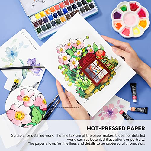 Paul Rubens High Absorption Art Supplies Watercolor Paper, Painting Paper Acid-Free Hot Pressed 10.82X7.79'', 100% Cotton 300Gsm 20 Sheets Paper Pack For Kid Student Artist… #TOP3