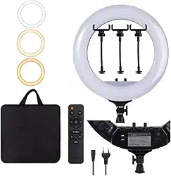 TUDOPRAFOTO - Ring Light LED Bicolor Iluminador 54cm com 3 Suporte para Celular - RL-21