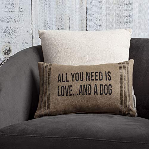 Primitives-by-Kathy-Vintage-Flour-Sack-Style-Throw-Pillow-15-by-10-Inch-All-You-Need-is-Love-and-a-Dog Primitives by Kathy Vintage Flour Sack Style Throw Pillow 15 by 10 Inch All You Need is Love and a Dog