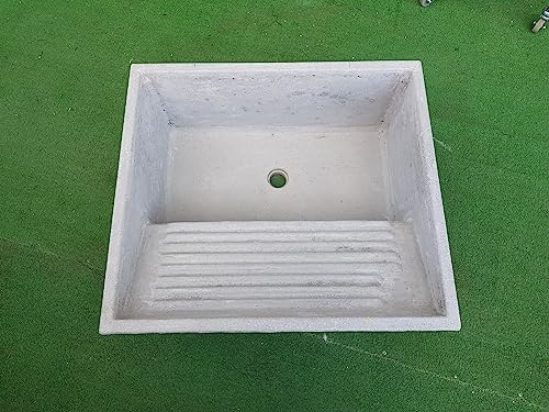 Vasca con lavatoio pilozzo uso lavanderia in cemento grigio cm 60x55x29 h
