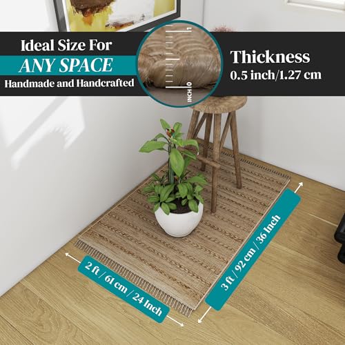 Tapete decorativo de yute Eco Crave 2x3 ft marrón miniatura 4