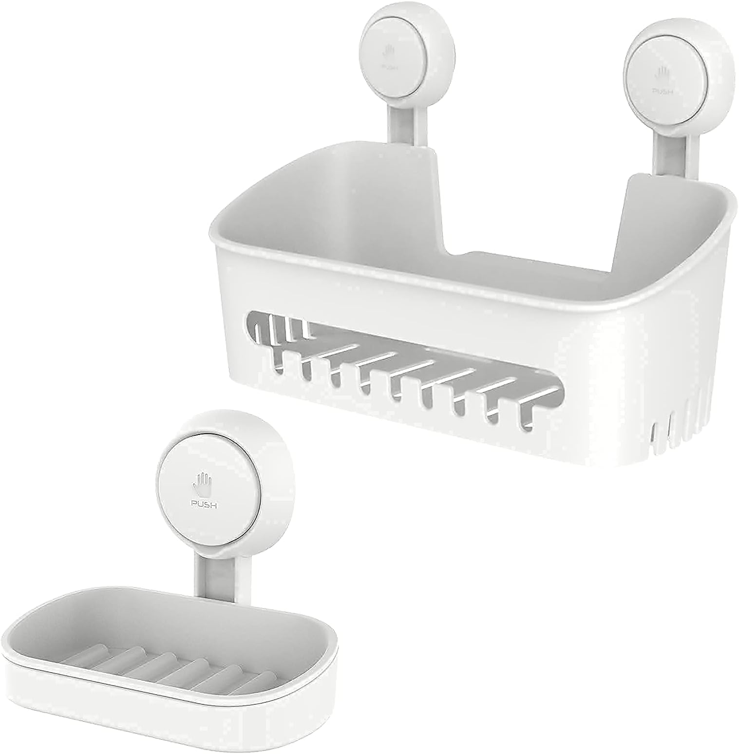 LEVERLOCShower Caddy Suction Cup Soap Holder One Second Installation NO-Drilling Removable Powerful Suction Shower Caddy Suction Cup Waterproof Organizer