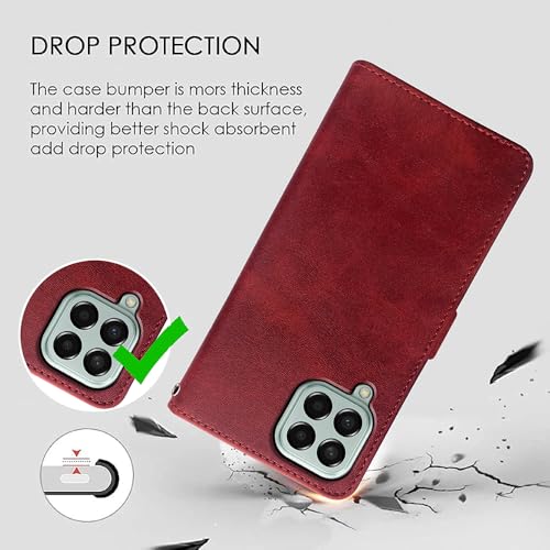 Image of Flip Cover Back Case for Samsung Galaxy M33 5G | Premium Leather Finish | Inbuilt Pockets & Stand | Flip Cover Back Case for Samsung Galaxy M33 5G (Red)