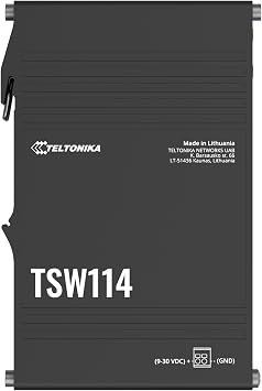 Teltonika TSW114 TSW114000001 Industrial Unmanaged PROFINET Ethernet Switch, 5X Gigabit Ethernet Ports, PROFINET Certified, DIN Rail Mountable, Plug-and-Play, North America Version