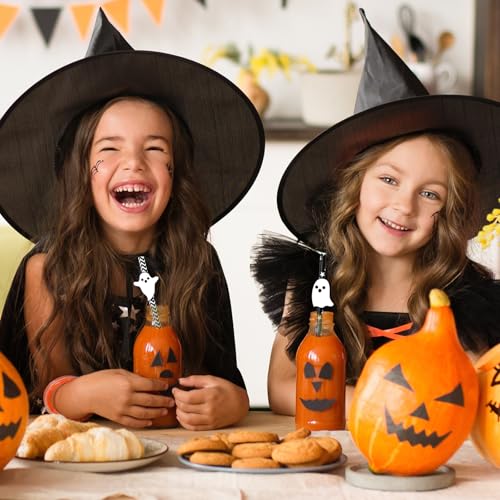 Whaline 60 sets pitillos halloween papel negro y blanco miniatura 7