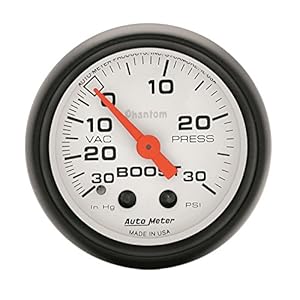 Auto Meter 5703 Phantom Mechanical Boost/Vacuum Gauge,2.3125 in.