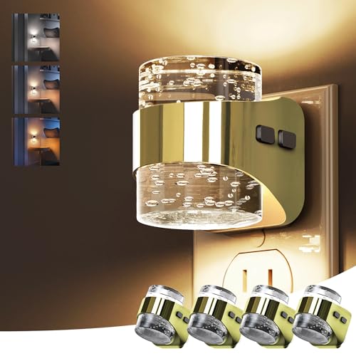 Image of L LOHAS LED 4 Pack 3CCT Night Lights Plug into Wall, 3000K /4000k /5000K Adjustable Color Temperature Night Light,Bubble Nightlight with Dusk to Dawn Sensor for Rooms Bathroom Hallway