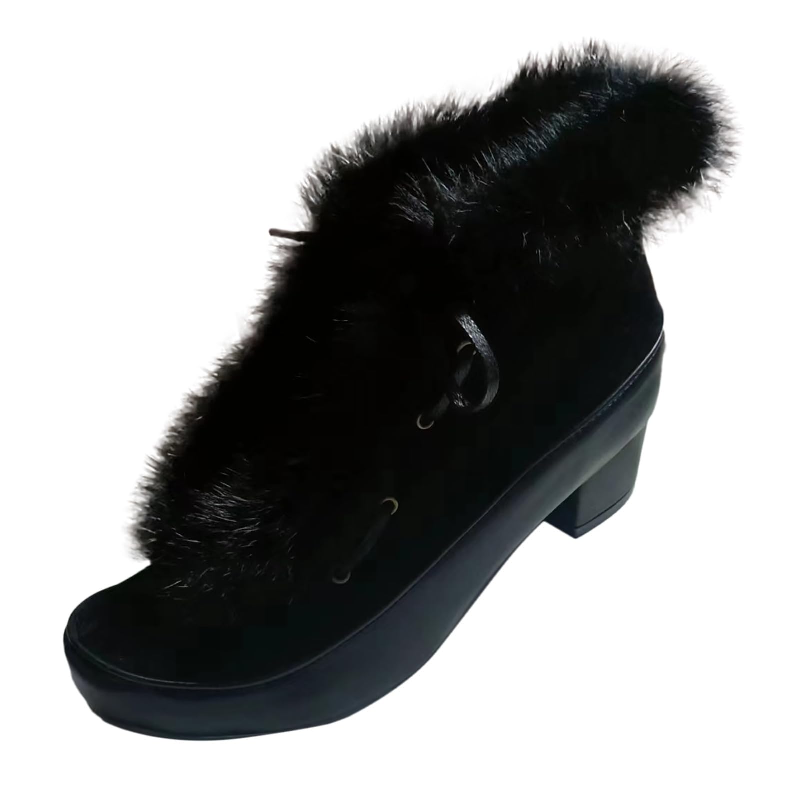 Womens Winter Snow Boots Women Lace Up Block Heel Ankle Boots Warm Leather Fashion Comfortable Dress Booties Outdoor