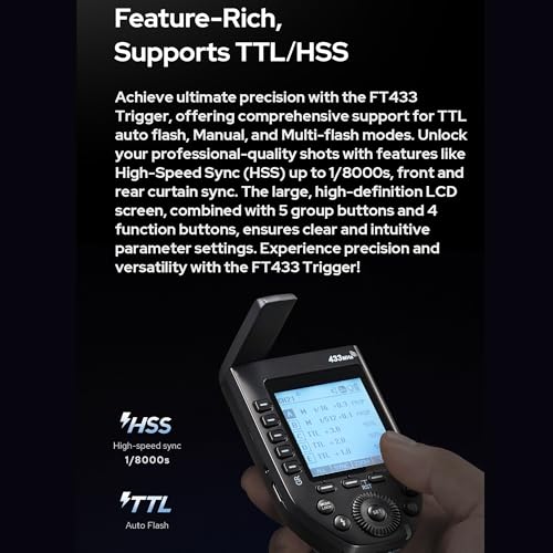 Image of GODOX FT433-C HSS TTL Wireless Flash Trigger for Canon Cameras,433 MHz Signal Control,TCM Switch,Hot Shoe,Single-Contact, Rapid-Fire