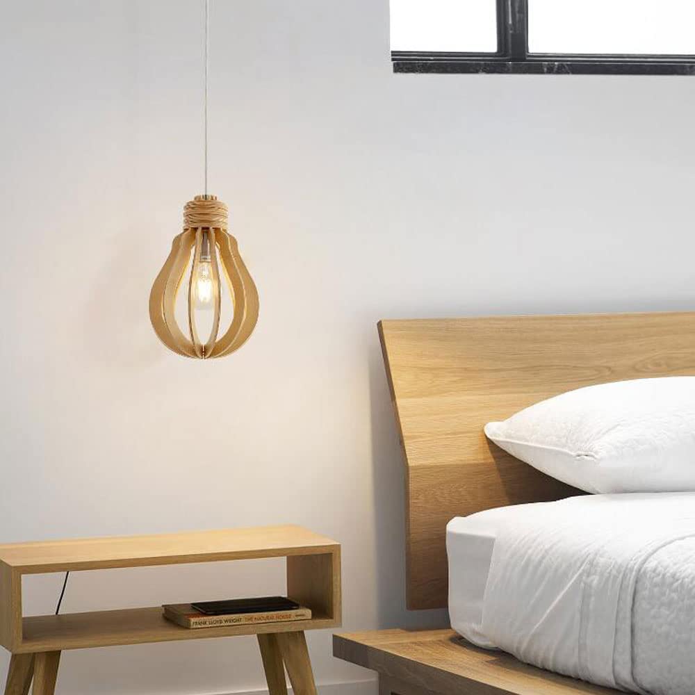 E27 drewniana lampa wisząca Modern Art Deco sufitowa wisząca oprawa oświetleniowa, Nordic Wood wisząca klosz lampy żyrandole do jadalni wyspa kuchenna sypialnia przedpokój Change for the better