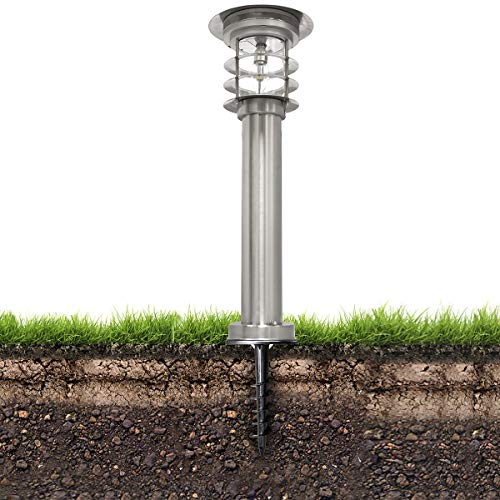 GAMA SONIC Stainless Steel Bollard LED Pathway Light, Solar Landscape Light, Silver (GS-214)