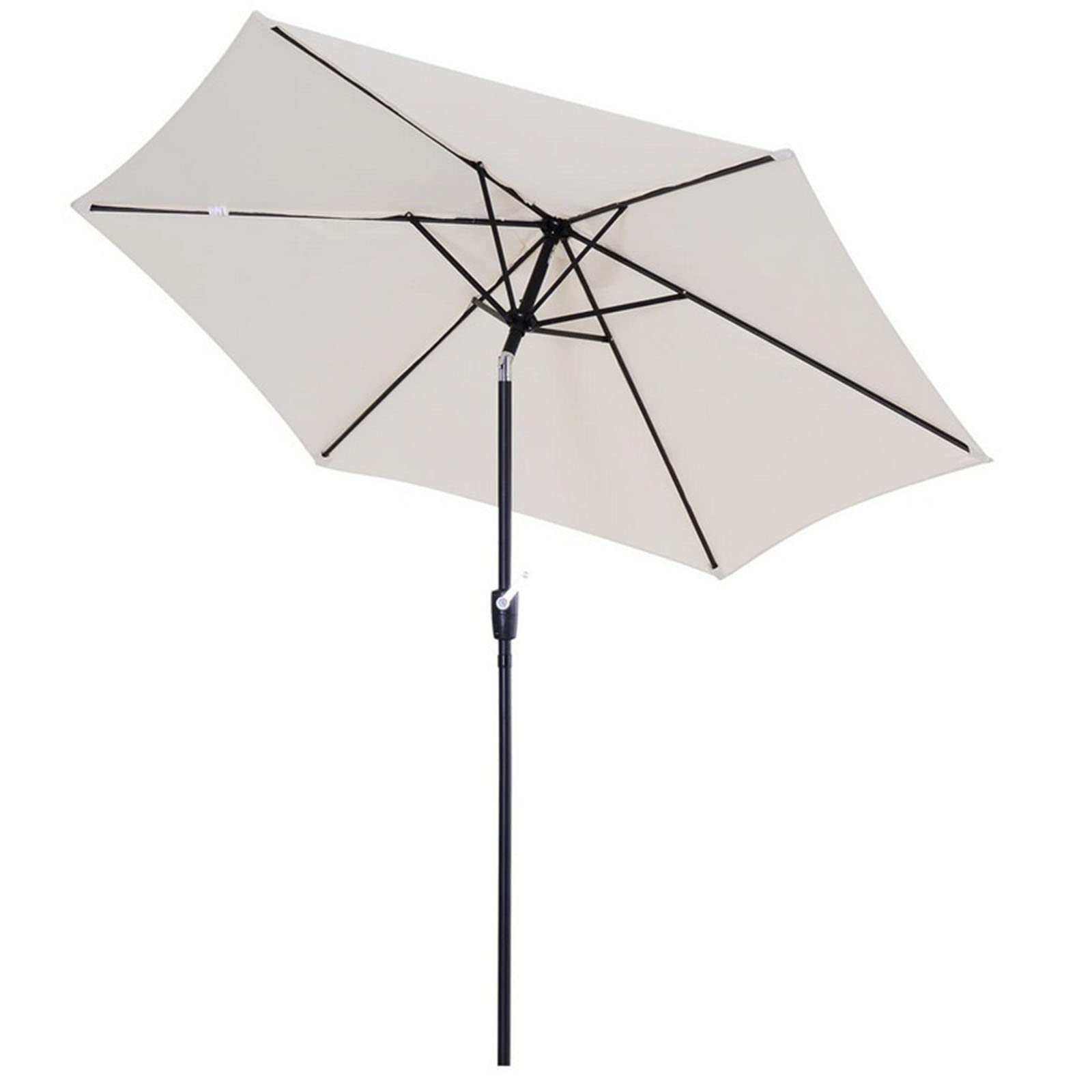 WDSOPK Outdoor Garden Parasol w/Crank Aluminum Cream White 2.7m Patio Umbrella