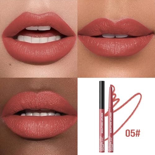 Image of K05 Hxssll 12 Colors Matte Lip Liner Pencil - Long Lasting Waterproof Lip Liner, Smudge Proof Transfer Proof Lip Pencil, High Pigment Lip Makeup for Defining & Filling Lips (05#, 1PCS)