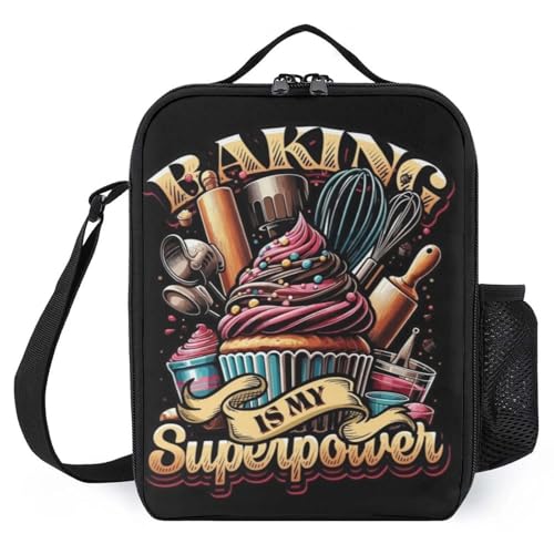 TFDGDGH Hornear es mi Superpoder Lonchera Termica Bolsa de Picnic Infantil Impresa Sac A Lunch Insulation Lunch Box Bag