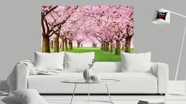 Poster Sakura Japonais 3 Pièces - Aquarelle Cerisier Fleur Toile 50x70cm