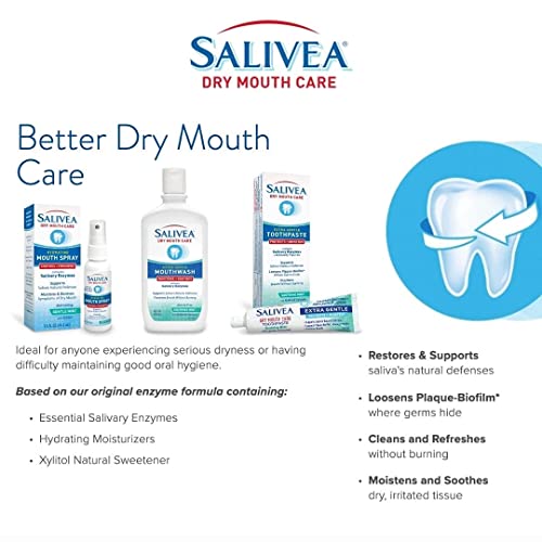 Salivea Dry Mouth Mouthwash - Soothing Mint Mouthwash With Natural Salivary Enzymes - Gentle Mouthwash To Aid Dry Mouth Care - Breath Freshener & Dry Mouth Treatment - Mint Flavor (16 Oz Bottle) #TOP4