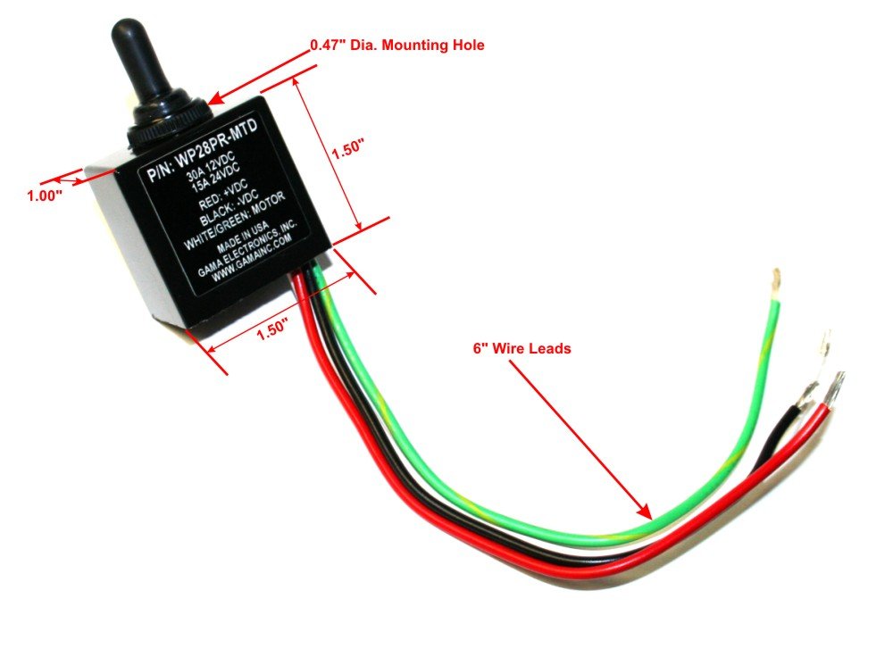 Waterproof 3 Position On-Off-On Toggle Switch Reverse Polarity DC Motor Control- Maintained