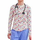 REGISTERED. Women’s Athletic Underscrub Top – Long Sleeve, Base Layer, Multicolor Designs, Breathable, Stretch Fabric. (US, Alpha, Medium, Regular, Regular, Full Bloom)