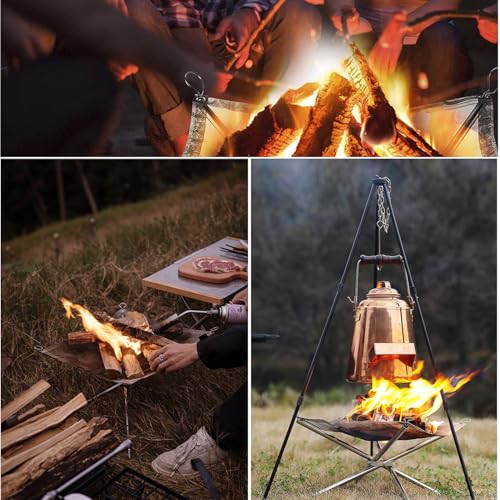 Portable Outdoor Fire Pit, Steel Mesh Camp Fire Pit for Wood Burning, Folding Firepit Fireplace with Carrying Bag for Camping, Campfire, Patio, and Garden (42 * 42 * 34cm) - Image 6