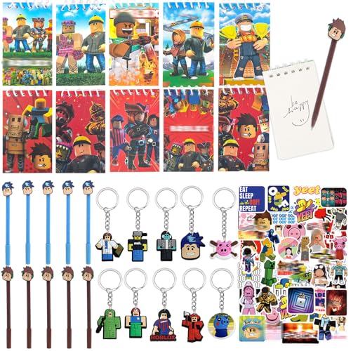 Roblx Schreibwaren Set 10 Pack mini Notizbücher mit Stiften Schlüsselanhänger Aufkleber  Mitgebsel Geburtstag für Kinder Party Geschenke Mitgebsel für Geburtstage Goodie Bags & Schule Belohnungen