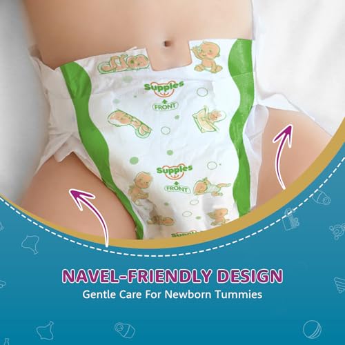 Image of Amazon Brand - Supples Premium Small Taped Diapers | Derma Tested, Extra Soft, High Absorbency with Wetness Indicator & Umbilical Cut Design, 12 Hrs Absorption | Small | 4-8 Kg | 64 Count