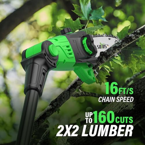 Image of SOYUS 2-in-1 8-Inch Pole Saw and 18-Inch Pole Hedge Trimmer 2.0Ah Battery