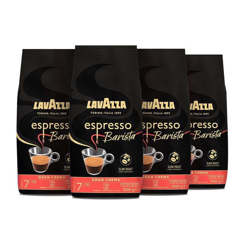 Lavazza, Espresso Barista Gran Crema, Kaffeebohnen, Trommelgeröstete Barista Kaffeebohnen, mit Aromanoten von Trockenfrüchten, Arabica und Robusta, Intensität 7/10, Leichte Röstung, 4 kg