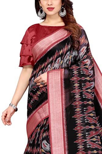 Image of MIRCHI FASHION Women Saree Cotton Blend 2-Tone Foil Print | Lightweight Comfortable Office Wear Sari with Blouse Piece