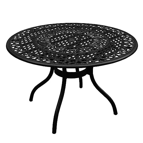 Oakland-Living-Ornate-Outdoor-Mesh-Aluminum-48-in-Black-Round-Patio-Dining-Table Oakland Living Ornate Outdoor Mesh Aluminum 48 in Black Round Patio Dining Table