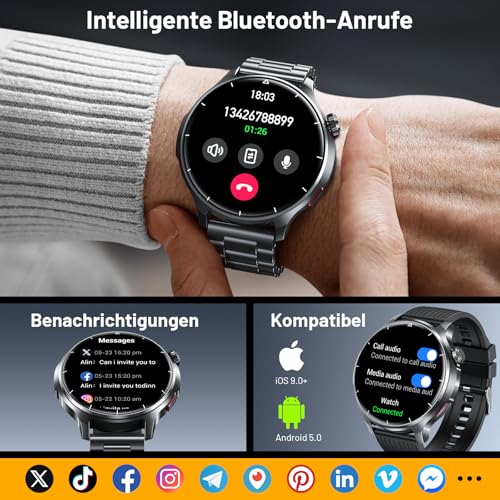 Image of Smart Watch for Men, 1.52 inch HD Fitness Tracker with Blood Pressure SpO2 Heart Rate Sleep Monitor, 110 Sports Modes, 1000mAh Battery Watches for Men Compatible with Android iPhone