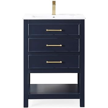 24 Arruza Small Slim Narrow Navy Blue Contemporary Bathroom Vanity 2822 V24nb Amazon Com