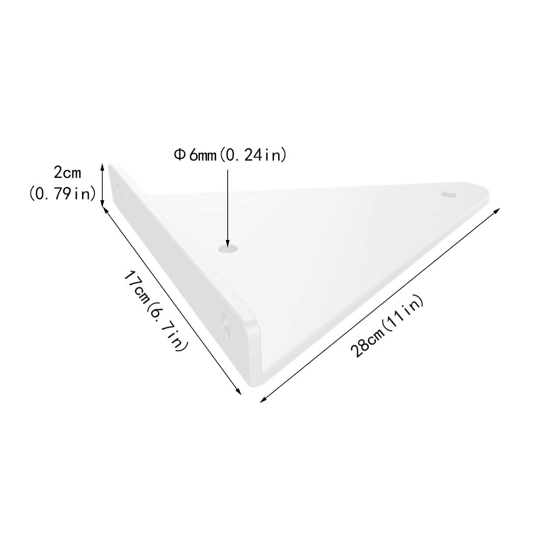 Staffe per Mensole Triangolari 4 Pezzi Staffe per Mensola Galleggianti a Parete Supporto per mensole in Metallo con Accessori di Montaggio (280mm,White)