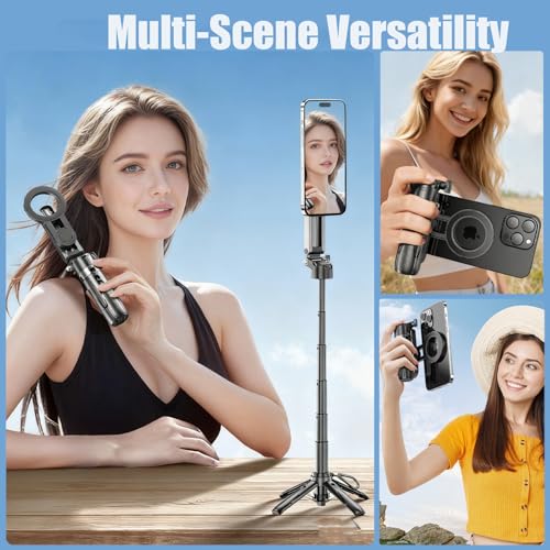 GEYUTHS 4 in 1 Magnetic Tripod Pocket Selfie Stick Extendable Cell Phone Stand Portable Camera Grip Handle with Wireless Detachable Remote Control for Photograph/Live Streaming/Video/Travel (Black) - image 6