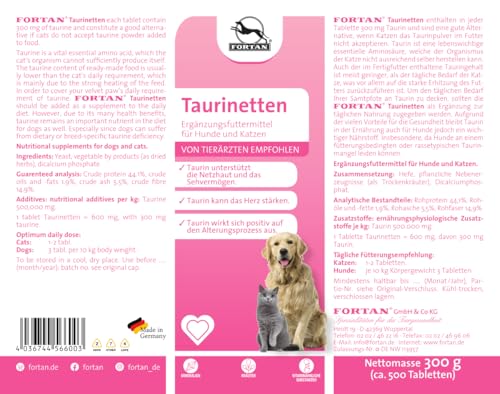 Fortan Taurinetten für Hunde und Katzen – Ergänzung zur täglichen Taurinversorgung